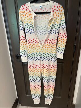 Rainbow Heart One-Piece Pajama Jumpsuit thermal